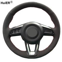 Hand Sewing Car Steering Wheel Cover Suede Cow Leather For Mazda 3 Axela Mazda 6 Atenza CX-3 2018-2019 CX-5 2017-2019 CX-9 2024 - buy cheap