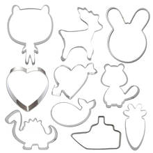 10Pcs Stainless Steel Cookie Cutter Animal Biscuit Birthday Cake Mould Kitchen Accessory Baking Pastry Party Decorating Tools 2024 - buy cheap