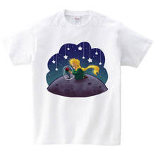 Детские футболки с принтом Маленький принц унисекс, летний хлопковый топ с коротким рукавом, одежда для девочек и мальчиков, детская мультяшная блузка, футболка 2024 - купить недорого