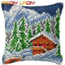 Latch Hook Kit  Make Your Own Cushion Snow Scenery Pre-Printed Canvas Crochet Pillow Case Latch Hook Cushion Cover Hobby & Craft 2024 - buy cheap