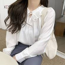 Blue White Solid Blouses Women 2021 Spring Autumn Female Shirts Fashion Ladies Cute Tops Femme Blusas Sweety Clothings Mujer 2024 - buy cheap