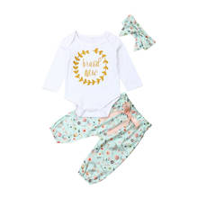 Conjunto de ropa para niña recién nacida, Pelele de manga larga + Pantalones florales + diadema, trajes suaves de otoño, 0-18M 2024 - compra barato