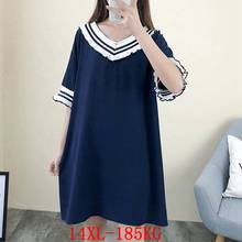 Plus size women's chiffon dress plus size 8XL 10XL 12XL 14XL summer short-sleeved V-neck loose large size black blue robe 2024 - buy cheap