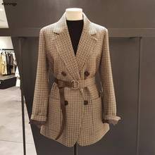 Fashion Autumn Women Plaid Blazers And Jackets Work Office Lady Suit Slim Double Breasted Business Female Blazer Coat Talever 2024 - buy cheap
