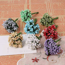 Mini buquê de flores de carimbo artificiais coloridas, flores de folha para buquê para artesanato diy artesanal de casa e jardim, 12 peças 2024 - compre barato