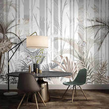 Papel de parede 3d personalizado, pintura à mão, floresta, árvore, planta, palmeira, folhas, para parede grande, sala de estar, quarto, plano de fundo, foto 2024 - compre barato