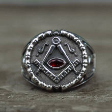 Кольцо из нержавеющей стали 316L для мужчин и женщин, мужские ретро масонские красные Кристальные масонские кольца, рыцарские тамплиеры, ювелирные изделия для байкеров 2024 - купить недорого