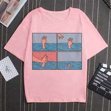 Camiseta rosa estampa de minha depressão, camiseta feminina com estampa de ansiedade na moda, estilo harajuku, de verão, estética 2024 - compre barato