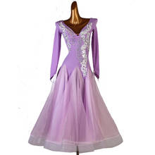 Roxo lilás padrão vestido de salão vestidos longos feminino palco valsa vestido de salão de baile competição mq282 2024 - compre barato