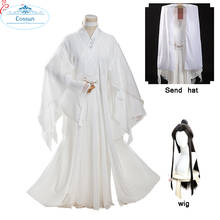 COSSUN-Disfraz de Cosplay de Xie Lian Unisex, pelucas Xielian, sombrero de bambú, atuendo blanco de Anime Han Fu 2024 - compra barato