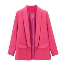 Casual Women's Demi-Season Jacket Long Sleeve Blazer Vintage Solid Coat Office Lady Formal Slim Coats Elegant Overcoat Korean 2024 - buy cheap