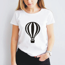 Camiseta con estampado de globo de aire caliente para mujer, ropa Harajuku de algodón a la moda, camisetas informales divertidas de talla grande de 0-Cuello, Tops de verano 2024 - compra barato