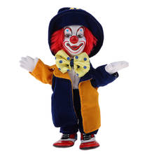 Muñeca de payaso sonriente de porcelana de 7 pulgadas con trajes coloridos, muñeca arlequin divertida, accesorios de circo, decoración de Halloween 2024 - compra barato