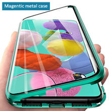 Caixa de metal magnética para samsung galaxy a51 a71 4g a50 a10 a20 a30 a70 m30s a30s capa de telefone de vidro temperado dupla face coque 2024 - compre barato