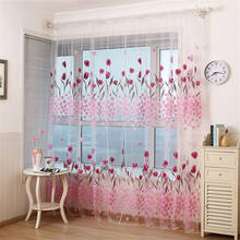 Paneles de cortina de tul con estampado floral para puerta y ventana, cenefas transparentes de tulipán para decoración del hogar, Jinya, para sala de estar, dormitorio y coche 2024 - compra barato