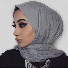 Women Islam Muslim hijab Maxi Crinkle Shawl Cotton and Linen Women Ladies Simple Daily Wrap Hijabs Plain Muslim Headscarf 2024 - buy cheap