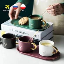 Breakfast Cups Coffee Cup Soy Dessert Plate Rim And With Mug Saucers Box Sets Christmas Mugs Tea Gift Milk Gold Spoon Ceramics R 2024 - buy cheap