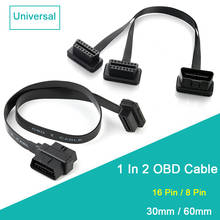 1 In 2 OBD Cable Dual Female Y Splitter Elbow 16Pin OBD Extender OBD2 Cable Male To Female Flat Noodle OBDII Extension Connector 2024 - buy cheap