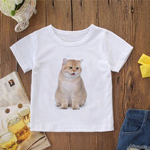 Summer Animal Print Children's Short Sleeve Lovely T-shirt Little Girl White T-shirt Kids Fashion Clothing T-shirt Boys Cute Cat 2024 - buy cheap