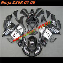 Custom fairings kit for KAWASAKI Ninja ZX 6R 2007 2008 plastic fairing kits ZX6R ZX636 07 08  black body  parts 2024 - buy cheap