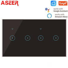 ASEER Tuya/Ewelink APP Smart Wifi Wall Touch Sensitive Switch,App Remote Control 4 Gang Wireless mart Switch,Works Google/Alexa 2024 - buy cheap