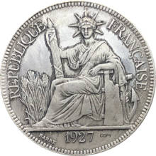 French Indochina 1927 A 1 Piastre Commerce Coin REPUBLIQUE FRANCAISE Cupronickel Silver Plated Copy Coins 2024 - buy cheap