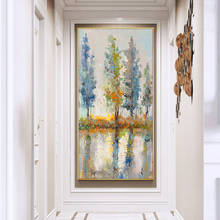 Pintura a óleo por 100% pintados à mão árvore abstrata moderna pintura da lona arte da parede imagens para sala de estar decoração casa presente sem moldura 2024 - compre barato