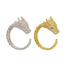 ZHUKOU 21x24mm Brass CZ crystal red eye Dragon head women/men rings gold/silver color rings for party model:VJ23 2024 - buy cheap