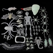 48pc Halloween Plastic Luminous Spider Scorpion Skull Joke Decoration Props Rubber Toy Gags Practical Jokes Toys 2024 - buy cheap