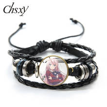CHSXY-pulsera de cuero con dibujos animados para hombres y mujeres, brazalete de cristal con foto artística, estilo Anime japonés, clase de la élite, regalos de joyería 2024 - compra barato