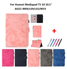 Cover For Huawei MediaPad T5 10 Case 10.1 PU Leather Case For Media pad T5 10.1 Caqa AGS2-W09 L09 L03 W19 Fundas + A Stylus Pen 2024 - buy cheap