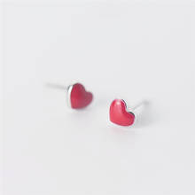 Korea Cute Red Heart Not Allergy Silver Color Temperament Personality Trendy Female Stud Earrings SEA205 2024 - buy cheap