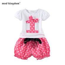 Mudkingdom-Conjunto de ropa de verano para niñas, Conjunto de camiseta de cumpleaños, ropa bonita de fiesta con lunares 2024 - compra barato