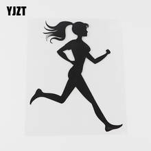 YJZT 12.8CMX16.2CM  Sports Girl Runner Health Vinyl Car Sticker Black/Silver 8A-0828 2024 - buy cheap