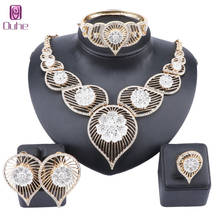 Conjuntos de joyas de Moda Africana para mujer, colgante de cristal nupcial, collar, pendientes, conjunto de joyas de Color dorado de Dubái para boda 2024 - compra barato