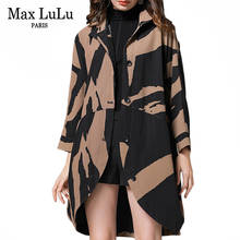 Max lulu casaco trench coat feminino, moda coreana luxuosa punk outono estampado, de grandes dimensões, casaco solto vintage, blusão 2019 2024 - compre barato