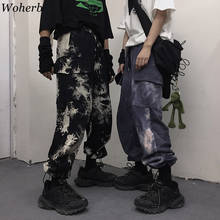 Calça cargo feminina casual woherb, calça de cintura alta solta para mulheres estilo coreano 2024 - compre barato
