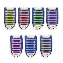 Эластичные Силиконовые шнурки для обуви, 12 шт., модные блестящие резиновые шнурки для вечеринок, унисекс, для детей и взрослых 2024 - купить недорого