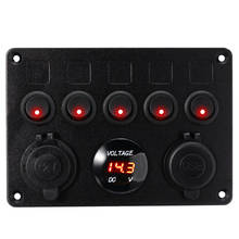 5 Gang Boat Switch Panel 12V Dual USB Socket 4.2A Circuit Breaker Toggle Switch Control LED Voltmeter For Car Boat Marine 2024 - buy cheap