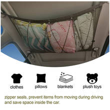 Portable The New Universal Car Ceiling Roof Interior Mesh Pocket Cargo Net Zipper Storage Bag Stowing Tidying 2024 - buy cheap