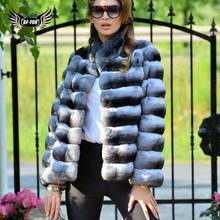 Rabbit Fur Coat Chinchilla Russian Winter Coats 2021 Parka Real Fur Covered Women Winter Whole Skin Fashion Slim Fur Natural 2024 - buy cheap