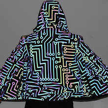 Jaqueta colorida reflexiva com linhas de circuito geométrico, casaco masculino de hip hop, corta-vento casual para homens, dropshipping 2024 - compre barato