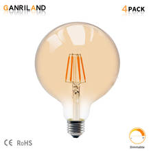 GANRILAND-bombilla LED G125 de filamento grande, 4W, E27, globo cálido, 2200K, Edisn antiguo, regulable, equivalente a incandescente, 40/60W 2024 - compra barato
