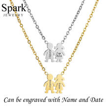 Spark Custom Engraved Name Date Necklace Stainless Steel Baby Boy Girl Personalized Nameplate Necklaces For Women Birthday Gift 2024 - buy cheap
