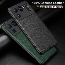 For Xiaomi Mi 11 Ultra Case Luxury Genuine Cowhide Leather Case for Xiaomi 11 Ultra phone Case Silicone Soft Bumper Back Cover 2024 - buy cheap