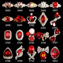 High Quality 20pcs/lot Nail Jewelry Japanese Super Flash Red Big Shaped Alloy Rhinestone Series DIY Charm Nail Art Decoration 2024 - buy cheap