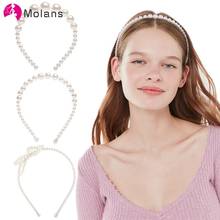 Molanes-Diadema con perlas para mujer, bandana sencilla y elegante, adorno para el pelo, accesorios para el cabello 2024 - compra barato