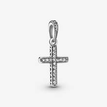 100% 925 prata esterlina clássico cruz pingente charme claro cz contas para fazer jóias se encaixa pandora encantos pulseira bijoux 2024 - compre barato