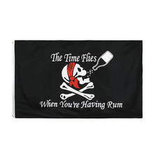 johnin 90x150cm jolly roger skull bone drinking the time flies when you are having rum pirate Flag for wine bar decoration 2024 - buy cheap