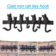 Gancho de hierro fundido para llaves de 7 gatos, colgador decorativo de pared de hierro fundido, soporte para joyería, delantal, D1 2024 - compra barato